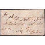 POSTAL HISTORY: 1691 entire send to ''John Lowther Bar, at his house in Southampton Square '' !