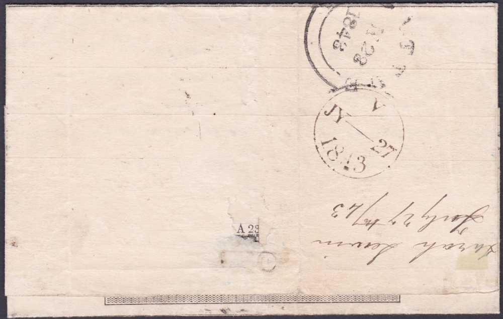 POSTAL HISTORY : 1843 One Penny Mulready letter sheet sent from London to Battle cancelled by the - Image 2 of 2