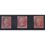 GREAT BRITAIN STAMPS : 1858 Penny red plates with CDS cancels (3) plate 220, 121, 96.