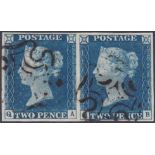 GREAT BRITAIN STAMPS : 1840 Two Penny Blue (QA-QB).