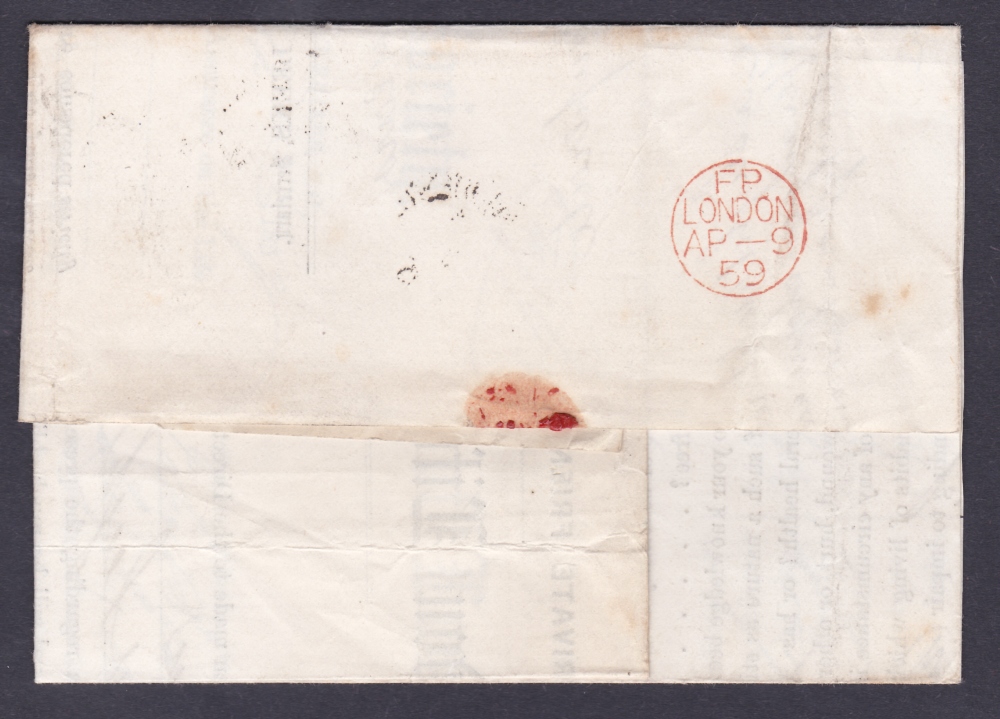 POSTAL HISTORY : 1859 MANCHESTER 2nd re-cut on Insurance company printed wrapper, - Image 2 of 2