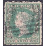 AUSTRALIAN STATES STAMPS : VICTORIA, 1857 2/- dull bluish/pale green, rouletted perf, fine used,