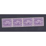 GREAT BRITAIN STAMPS : 1951 3 pale lilac unmounted mint coil joined strip of 4,