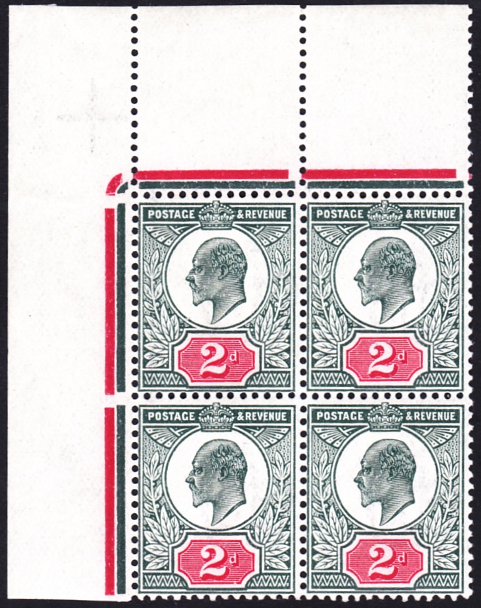 GREAT BRITAIN STAMPS : 1911 Somerset House 2d Deep Dull Green and Bright Carmine.