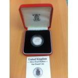 COIN : 1988 One Pound Piedfort Royal Shield proof silver coin in box.
