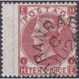 GREAT BRITAIN STAMPS : 1867 10d deep red-brown plate 1.