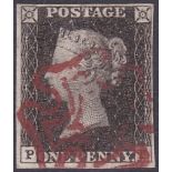 GREAT BRITAIN STAMPS : 1840 Penny Black plate 1a (PF).