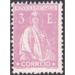 PORTUGAL STAMPS : 1923-26 Ceres, 3E pink, perf 12x11.5, lightly M/M, SG 573.