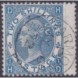 GREAT BRITAIN STAMPS : 1867 2/- Dull Blue plate 1, very fine used,