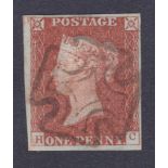 GREAT BRITAIN STAMPS : 1841 Penny Red (HC) plate 32 , four margin example cancelled by Dublin MX.