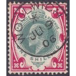 GREAT BRITAIN STAMPS : 1902 1/- dull green and carmine,