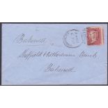 POSTAL HISTORY : 1857 WARRINGTON Spoon cancel on envelope to Bakewell dated 3rd June 1857.