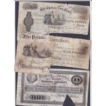 BANK NOTES : Small selection of old £5 Bank Notes from 1890's from provincial banks.