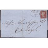 POSTAL HISTORY : 1856 HULL Spoon cancel on penny red star cover to Edinburgh.