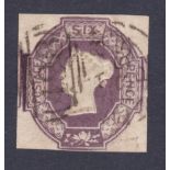 GREA BRITAIN STAMPS : 1854 6d Embossed, very fine used four square margins.