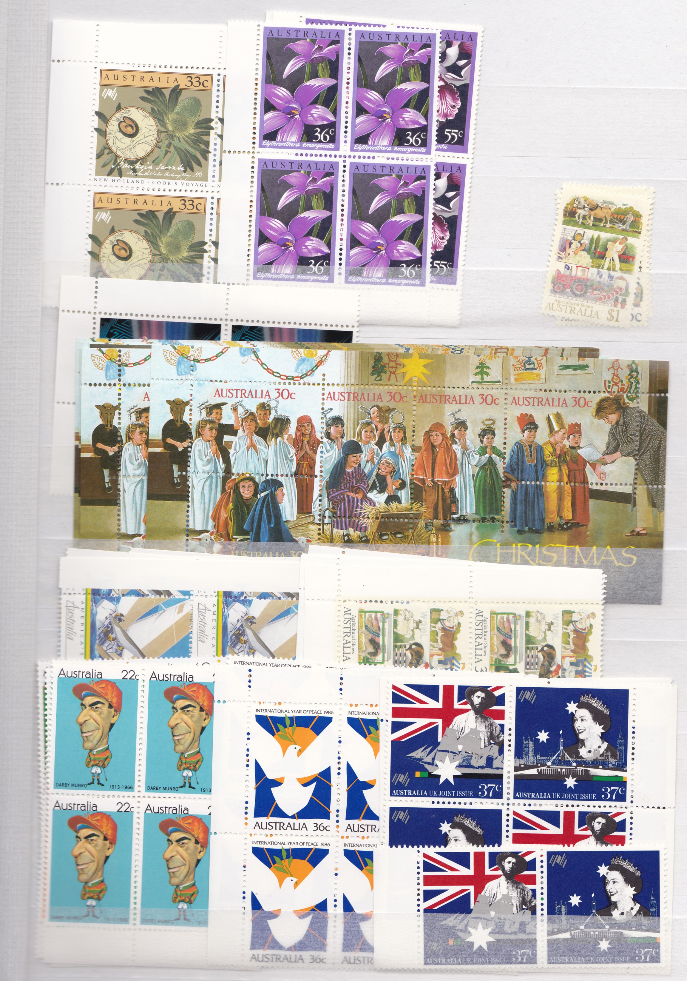 AUSTRALIA STAMPS : Unmounted mint collection in stock-book mainly in blocks of 4 or bigger,