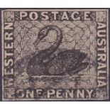 WESTERN AUSTRALIA STAMPS , 1854 1d black imperf, fine used with four margins, SG 1.