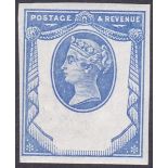 GREAT BRITAIN STAMPS : 1887 Essay type A, unmounted mint example in blue on white watermarked paper.