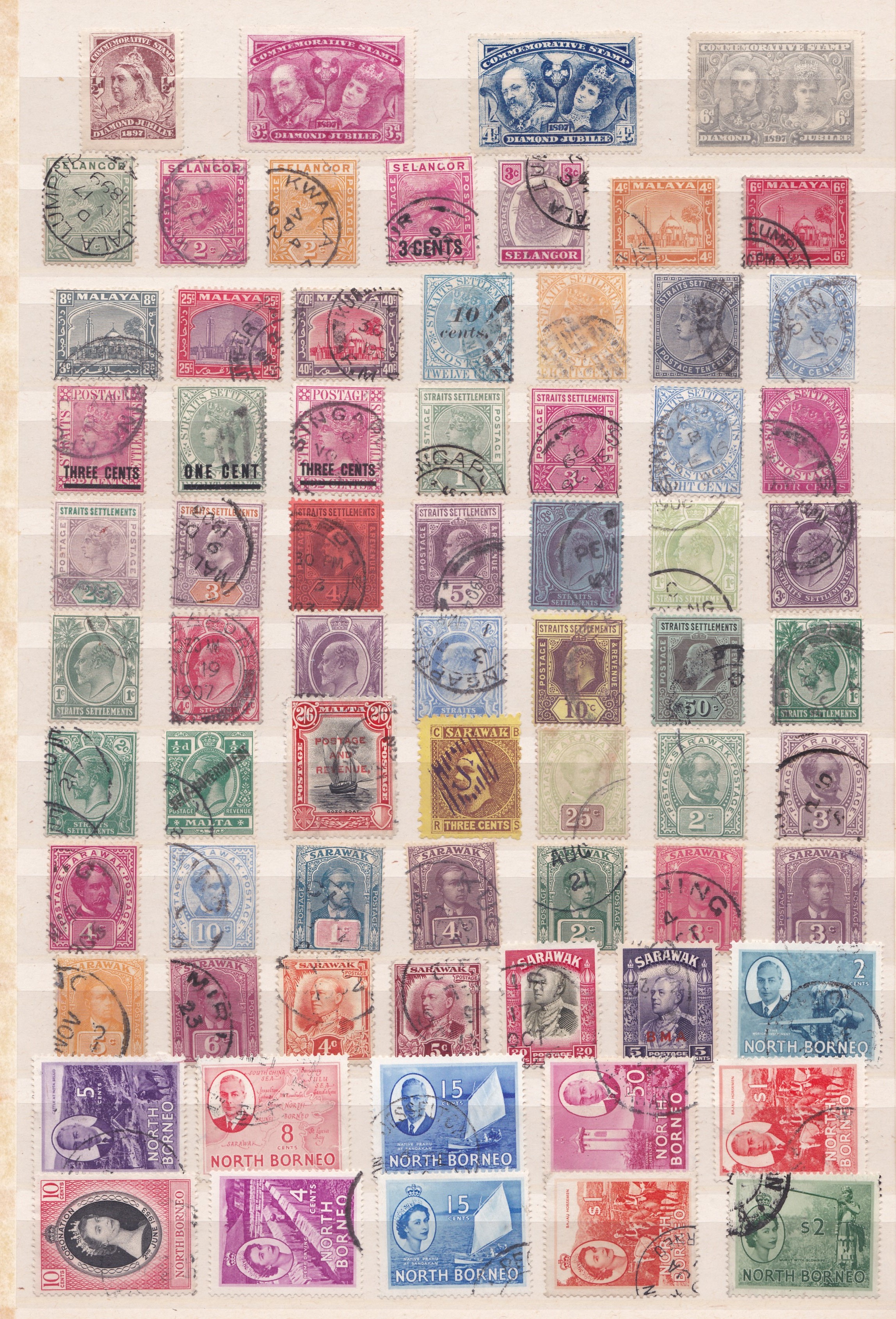 STAMPS : Commonwealth in brown stockbook mint and used selection including Hong Kong and Malaysia.