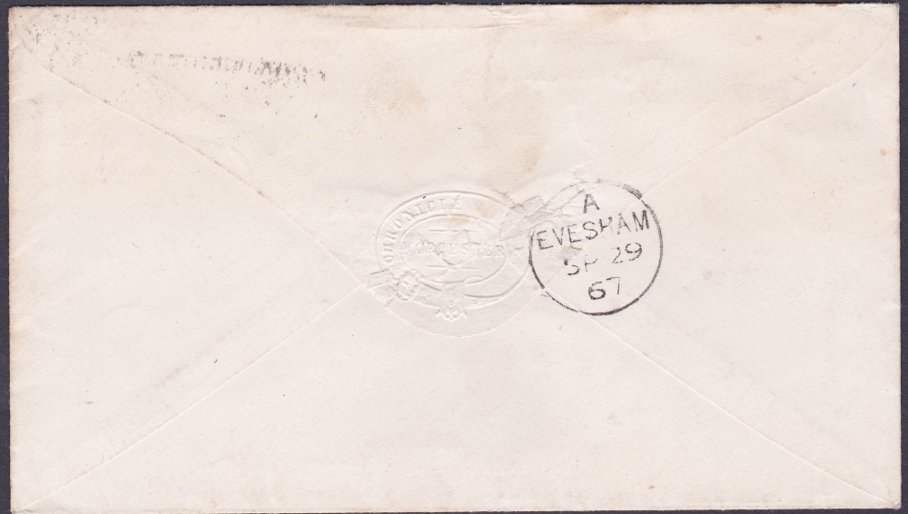 POSTAL HISTORY : 1867 WORCESTER Spoon (6th re-cut) cancel on penny red cover, - Image 2 of 2