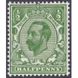 GREAT BRITAIN STAMPS : 1911 1/2d deep green die 1b, unmounted mint.