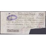 BANK NOTE : 1886 £10 Bank Note from Faversham Bank, no. 8372 issued 13th February 1886.