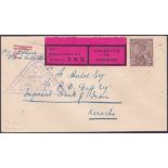 AIRMAIL COVER : INDIA, 1925 Anglo-Indian Survey Flight, flown by A. Cobham & A.