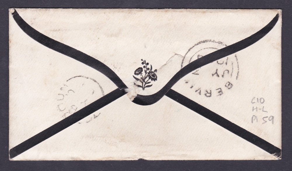 POSTAL HISTORY : 1863 Penny Red mourning envelope C10 plate 59 , - Image 2 of 2
