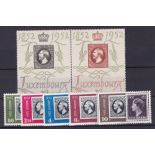 LUXEMBOURG STAMPS : 1952 National Philatelic Exhibition, U/M set of seven with se-tenant pair.