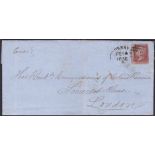 POSTAL HISTORY : 1856 DERRY Spoon cancel on wrapper to London.