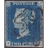 GREAT BRITAIN STAMPS : 1840 Two Penny Deep Blue (PJ).