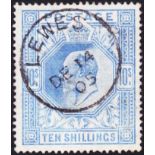 GREAT BRITAIN STAMPS : 1902 10/- ultramarine. Very fine CDS example dated 14th Dec 1905.