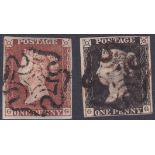 GREAT BRITAIN STAMPS : 1840 Penny Black plate 8 (GG).
