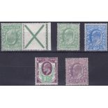 GREAT BRITAIN STAMPS : 1902-11 Edward VII unmounted mint selection including St Andrews Cross pair.