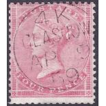 GREAT BRITAIN STAMPS : 1857 4d Rose, large garter, thick paper.