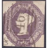 GREAT BRITAIN STAMPS : 1847 6d Embossed, fine used cut square example,