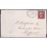 POSTAL HISTORY : 1855 LIVERPOOL Spoon (C3) cancel on wrapper,