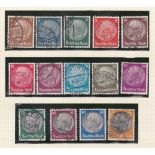 STAMPS : Small used selection on album pages inc 1933 Opening of Reichstag set & téte-béche pairs,