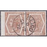 GREAT BRITAIN STAMPS : 1872 6d Chestnut plate 11,