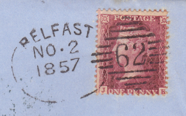 POSTAL HISTORY : 1857 Belfast Spoon Cancel on wrapper to Inland Revenue London. - Image 2 of 3