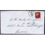 POSTAL HISTORY : 1855 Penny red cover . Derry to London, cancelled by scarce Derry Spoon handstamp.