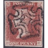 GREAT BRITAIN STAMPS : 1841 Penny Red plate 9 , fine four margin example lettered HC,