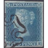 GREAT BRITAIN STAMPS : 1841 Two Penny Blue (KE) plate 3.