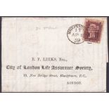 POSTAL HISTORY : 1859 MANCHESTER 2nd re-cut on Insurance company printed wrapper,