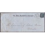 POSTAL HISTORY : 1858 Inland Revenue wrapper with 2d star tied by a very crisp Newry Spoon cancel