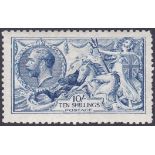 GREAT BRITAIN STAMPS : 1915 10/- Blue Seashore, mounted mint, couple of short perforations. SG 412.