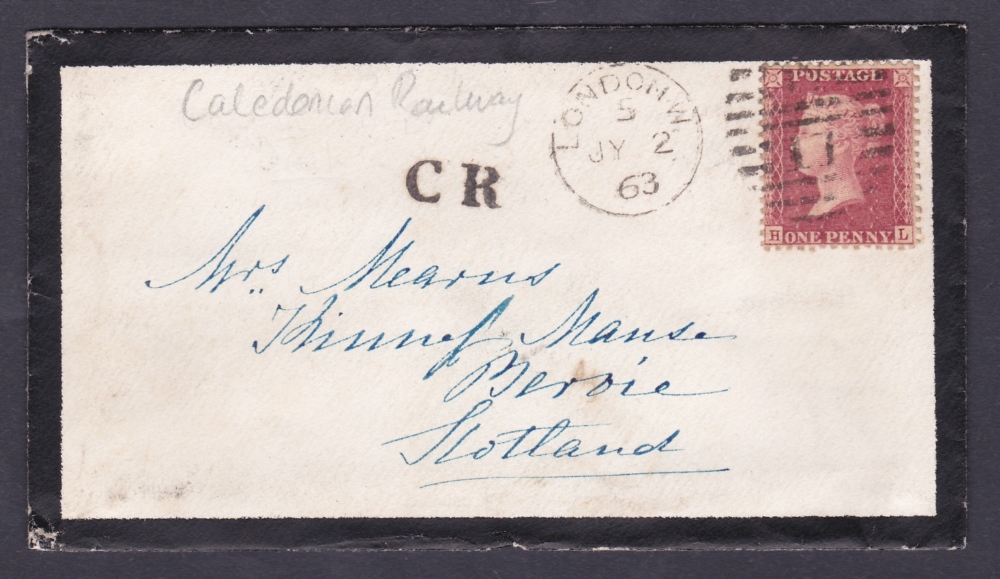 POSTAL HISTORY : 1863 Penny Red mourning envelope C10 plate 59 ,