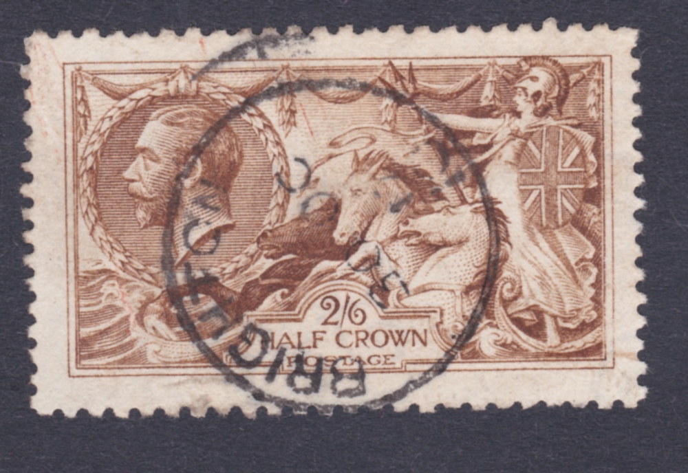 GREAT BRITAIN STAMPS : 1915 2/6 yellow brown, fine used example Brighton CDS dated 30th Oct 1917.
