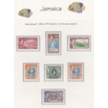 JAMAICA STAMPS : 1937-1945 George VI mint collection on album pages inc. 1938 set to £1 etc.