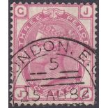 GREAT BRITAIN STAMPS : 1881 3d rose plate 21 fine used, London 25th Aug 1882.